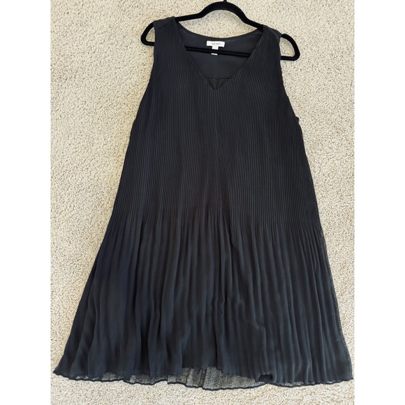 Nine West Dresses & Skirts - Nine West Womens Mineral Black‎ V-Neck Pleated Sleeveless Dress XL WW32Y315RS